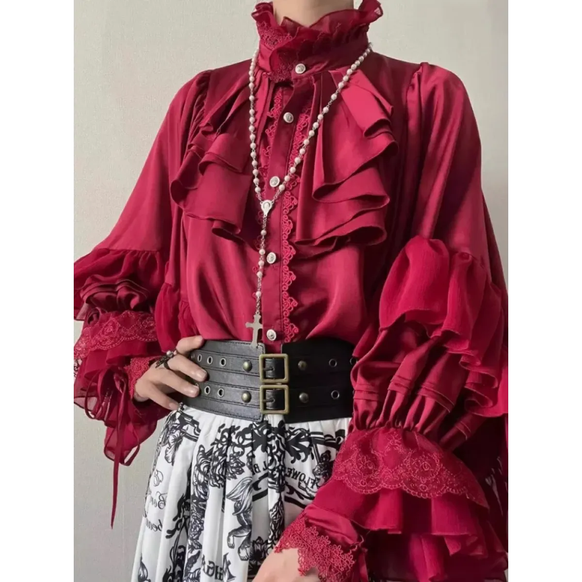 Kawaii Lace Lantern Sleeve Blouse