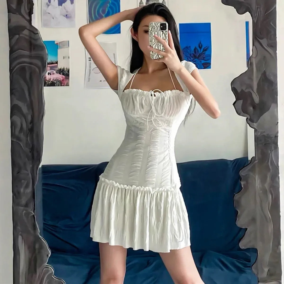 Halter Lace Mini Dress