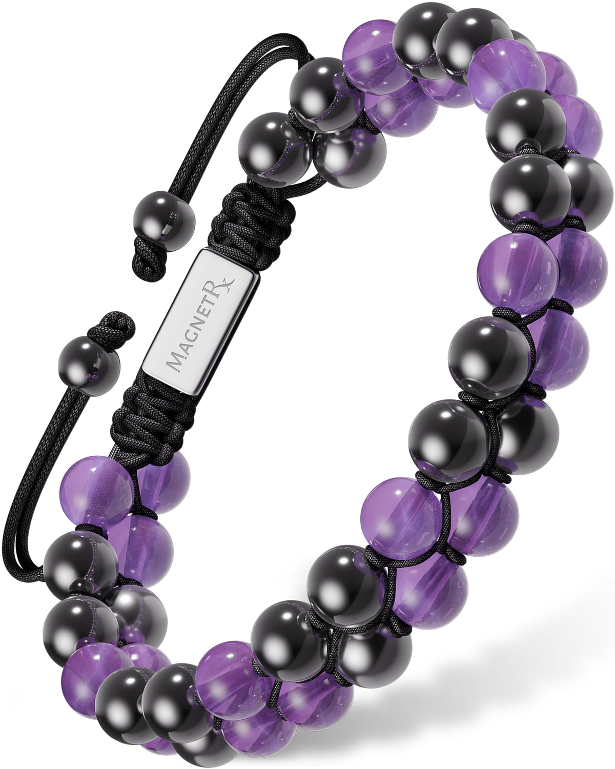 Magnetic Hematite & Amethyst Beaded Bracelet for Women