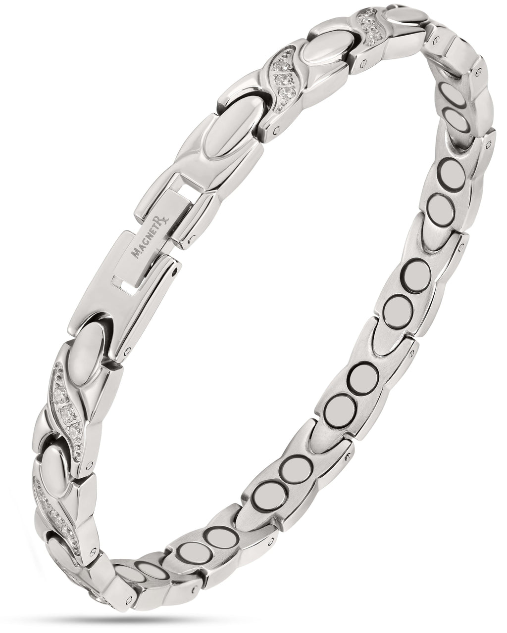 Women's Ultra Strength Magnetic Bracelet Crystal XO (Silver)
