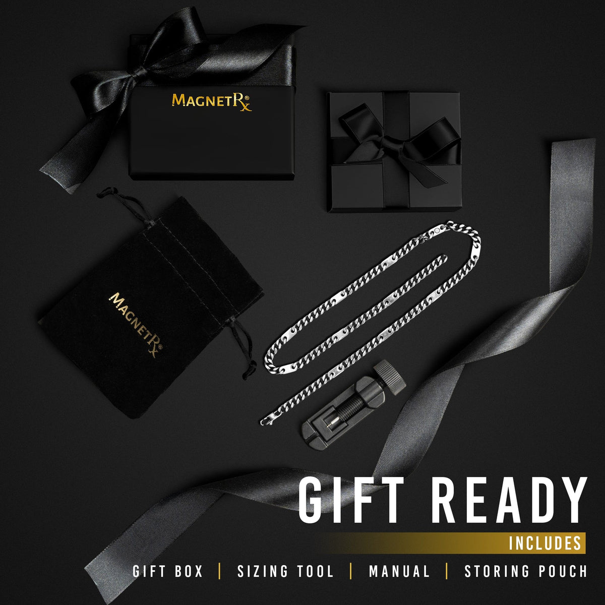 Magnetic Therapy Necklace Stainless Steel Curb Chain