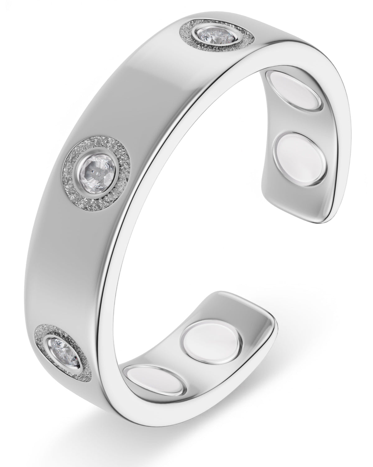 Crystal Magnetic Therapy Ring (Silver)