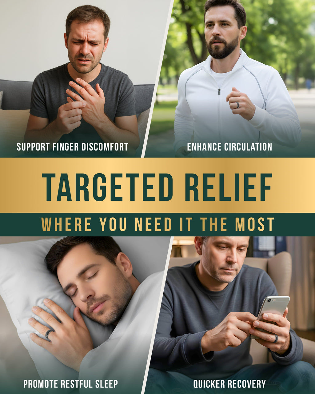 Magnetic Therapy Ring (Gunmetal Gray)