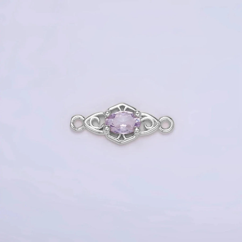 Clear, Pink, Purple CZ Artisan Geometric Connector | Connectors-00011 ~ Connectors-00013