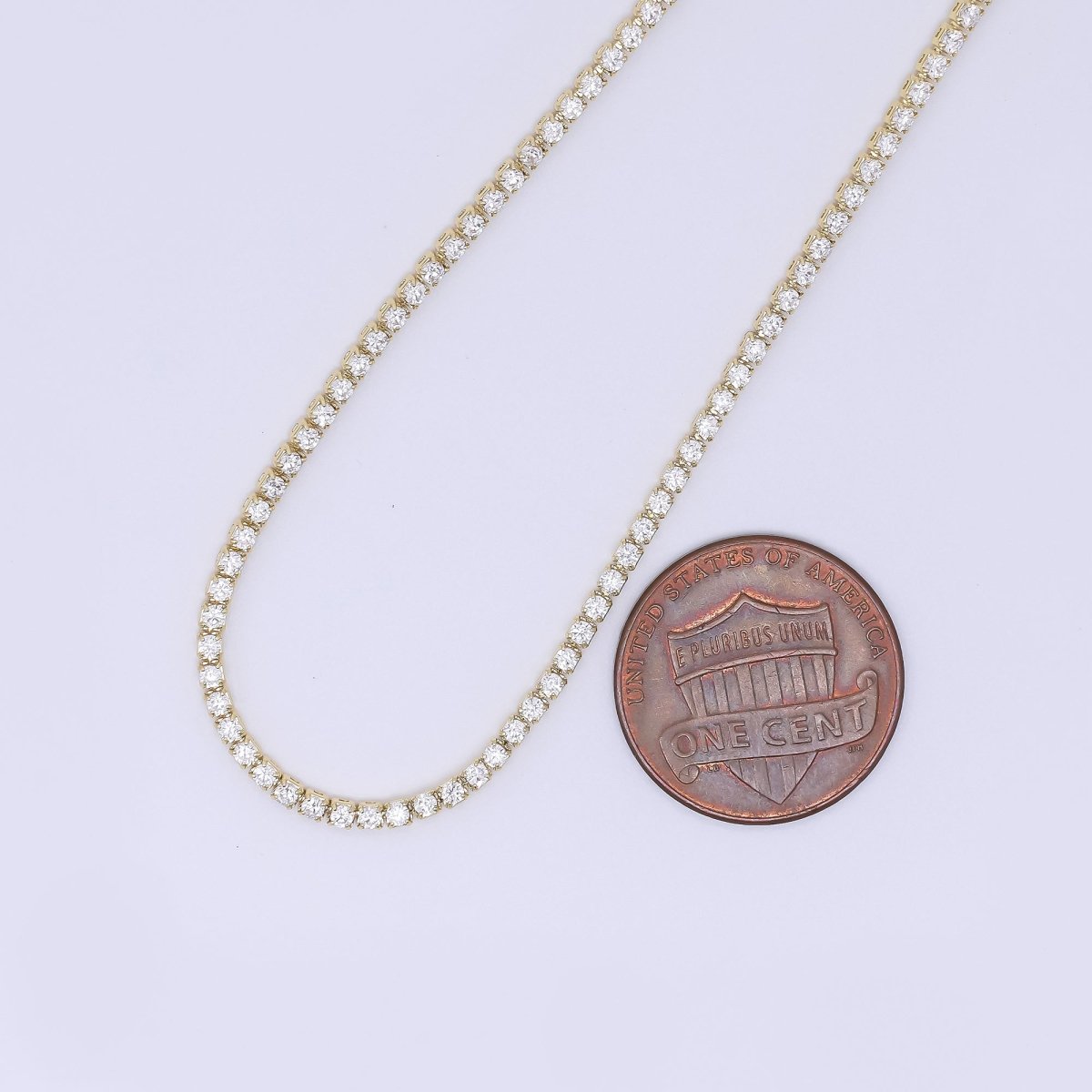 Minimalist Clear CZ Tennis Gold Filled Necklace 16.35 Inch + Extender | WA-1598