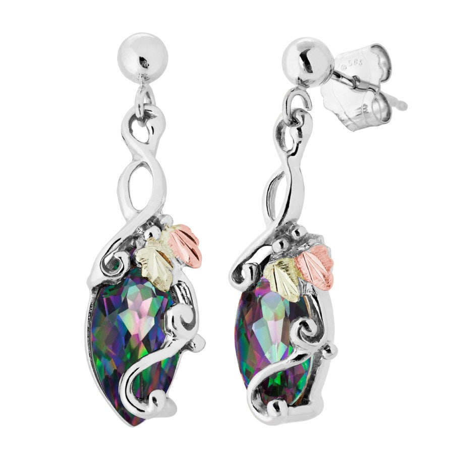 Mystic Fire Dangling - Sterling Silver Black Hills Gold Earrings
