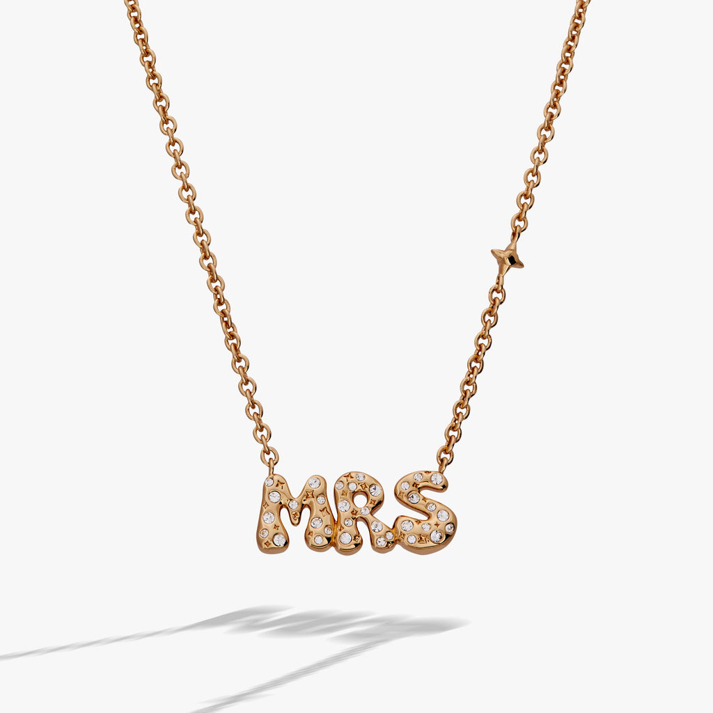 'Mrs' Bubble Crystal Pendant Necklace
