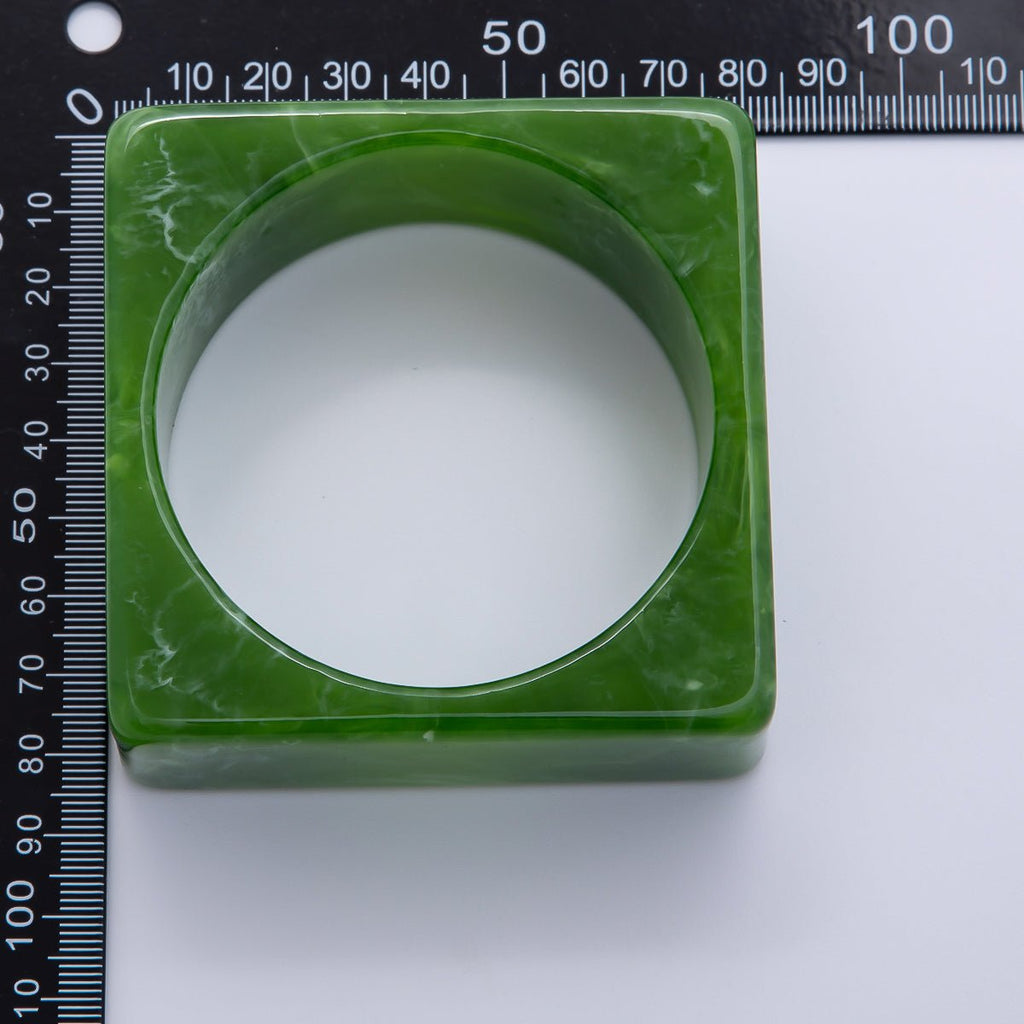 Multicolor Square Wide Acrylic Resin Bangle Statement Bracelet | WA-04375 ~ WA-04382