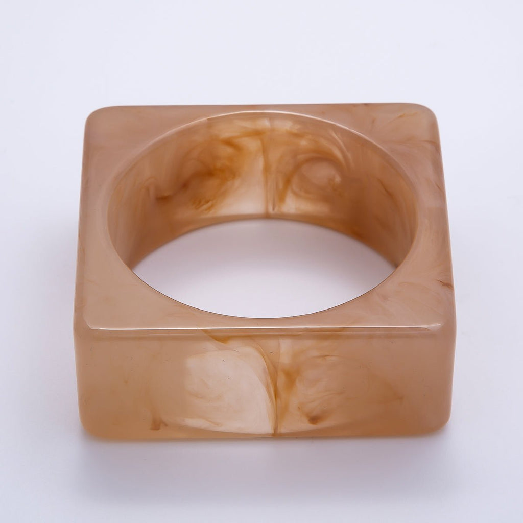 Multicolor Square Wide Acrylic Resin Bangle Statement Bracelet | WA-04375 ~ WA-04382