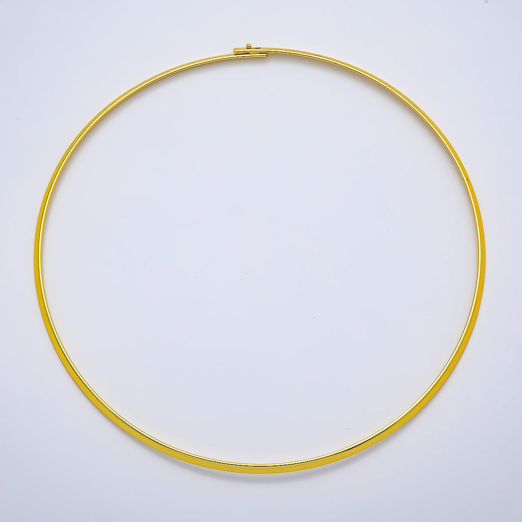 NEW 16K Gold Filled 3.3mm Flat-Edged Floating Collar Torque Necklace in Gold & Silver | WA-04675 WA-04676