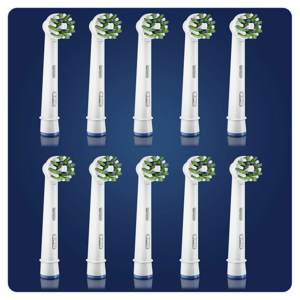 Oral-B CrossAction CleanMaximiser Brush Heads EB50-10, 10-Pack, White – Fits Oral-B Rechargeable Toothbrushes, Made in Germany