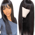 Victoria Spotlight Straight Human Hair Wig with Bangs 130% Density