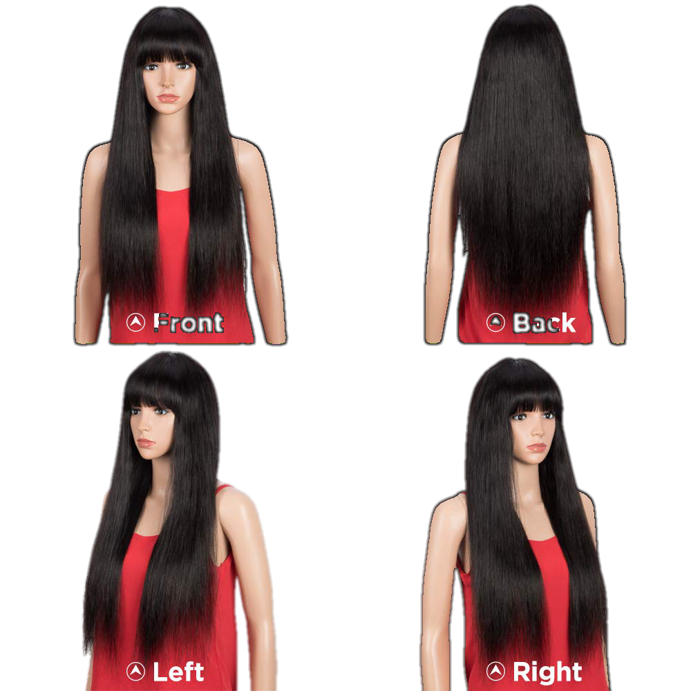 Victoria Spotlight Straight Human Hair Wig with Bangs 130% Density