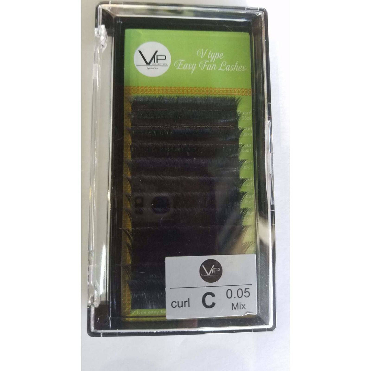 VIP V Type Easy Fan Lash Extensions 0.05 mm C Curl | 12-Line 8 mm Tray