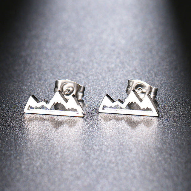 Stainless Steel Gold or Silver Mountain Earrings