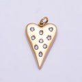 PVD Gold Stainless Steel 19mm Clear CZ Dotted Heart Charm | Charms-01025
