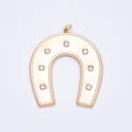 PVD Gold Stainless Steel 45mm Clear CZ Dotted Horseshoe Animal Charm | Charms-01326