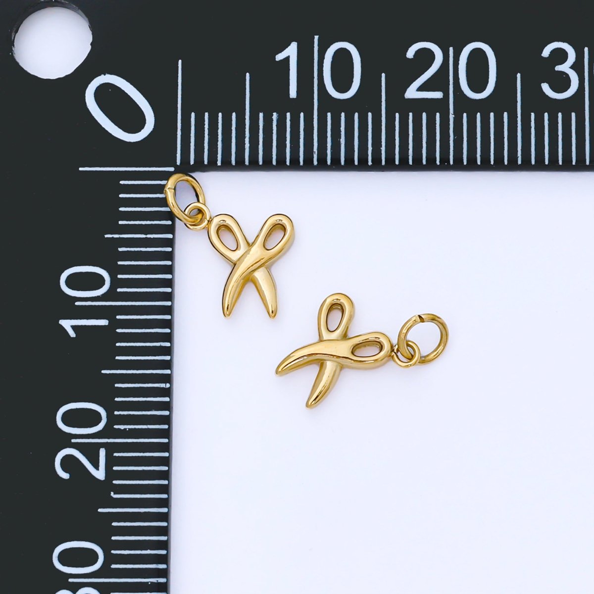 PVD Gold Stainless Steel 8.5mm Tiny Scissor Barber Tool 3D Charm | J542