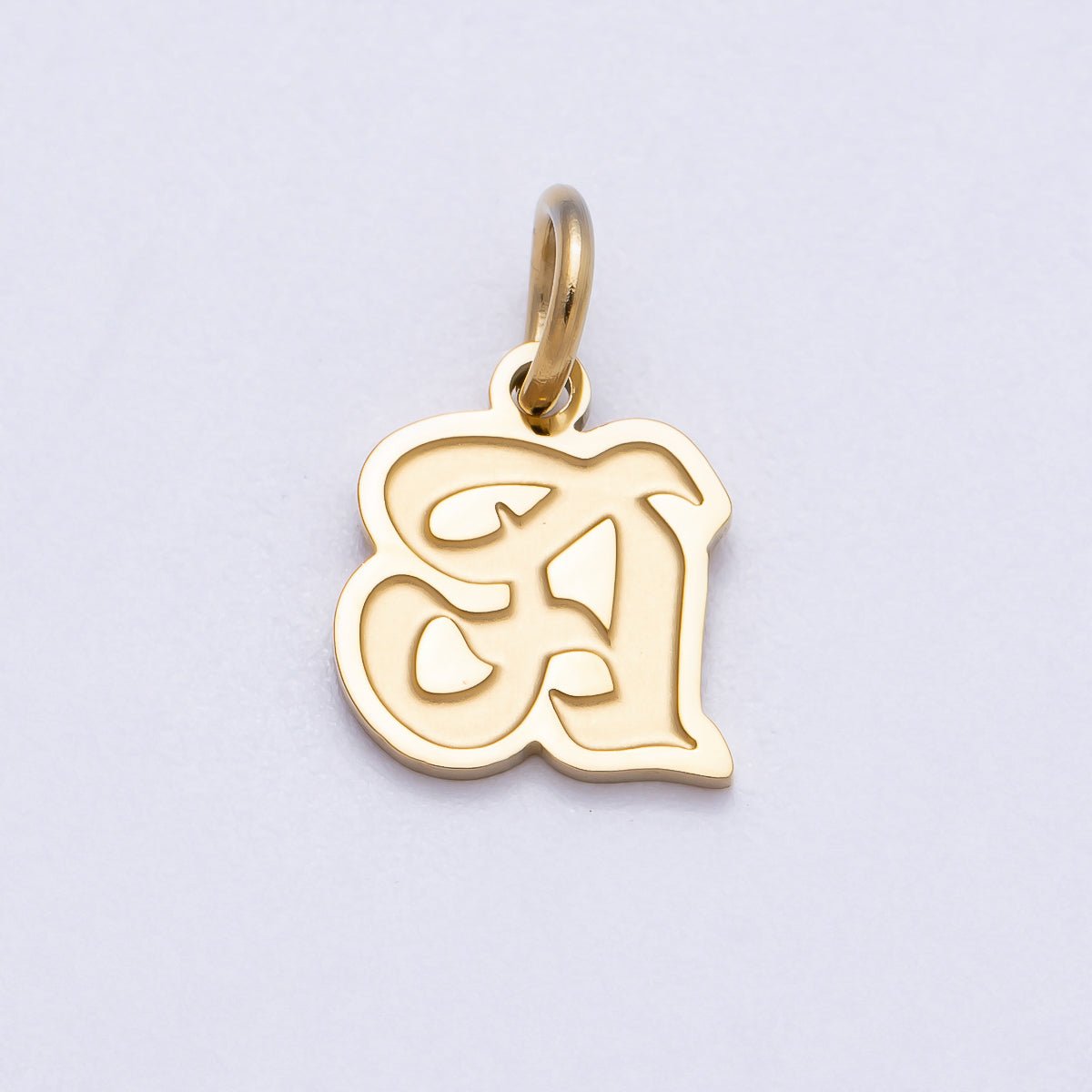 PVD Stainless Steel 10mm Cursive Chubby Old English Alphabet Initial Letter Charm | Charms-00720 ~ Charms-00745