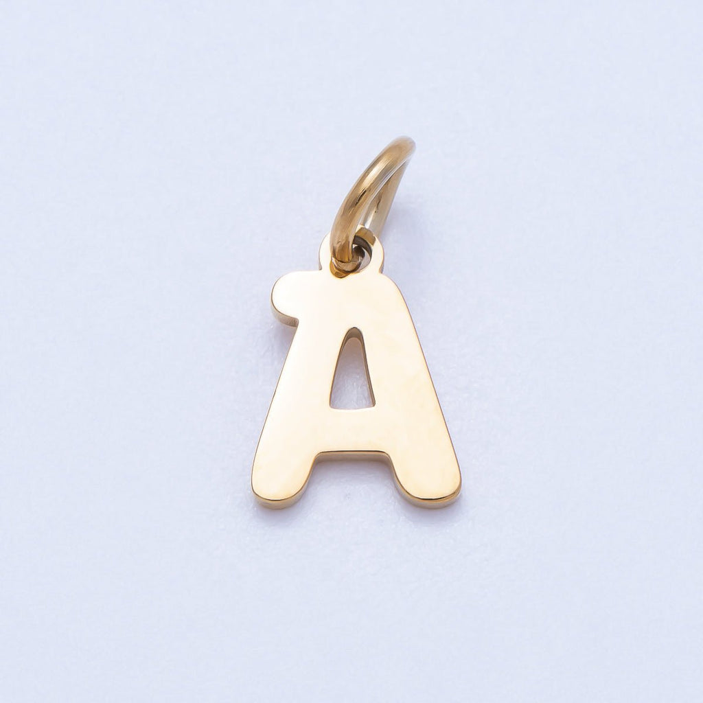 PVD Stainless Steel 10mm Plain Alphabet Letter Mini Charm A-Z | Charms-00667 ~ Charms-00692