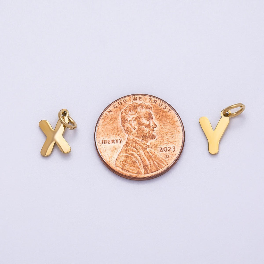 PVD Stainless Steel 10mm Plain Alphabet Letter Mini Charm A-Z | Charms-00667 ~ Charms-00692