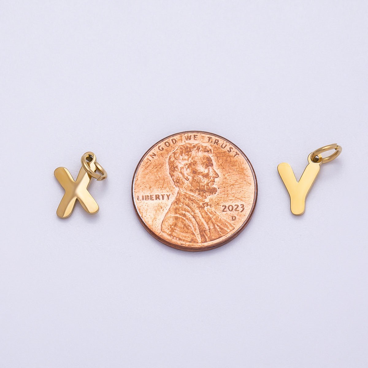 PVD Stainless Steel 10mm Plain Alphabet Letter Mini Charm A-Z | Charms-00667 ~ Charms-00692