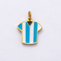 PVD Stainless Steel 14mm Blue & White Enamel Soccer Jersey Shirt Sport Charm | Charms-00795