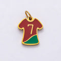 PVD Stainless Steel 14mm Red Enamel Soccer Jersey Shirt Sports Charm | Charms-00794