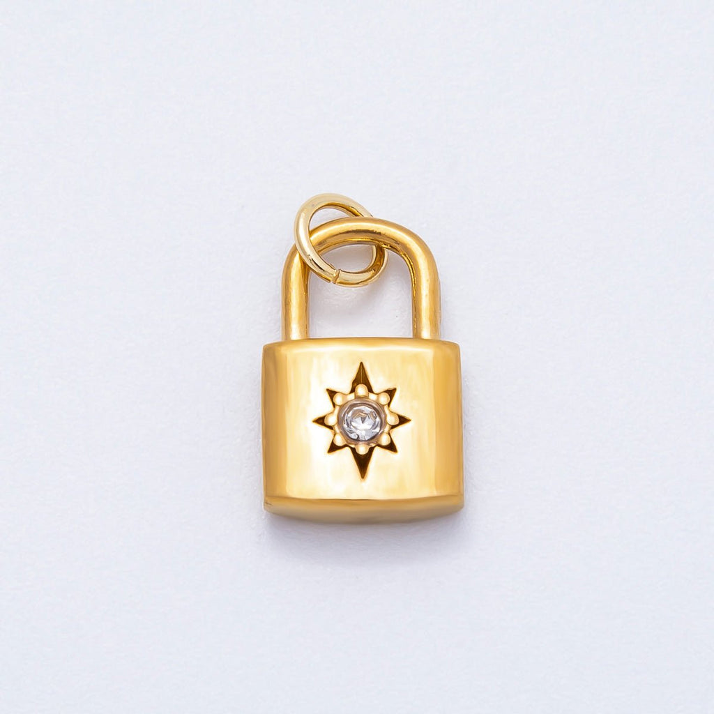 PVD Stainless Steel 15mm Celestial Sun Padlock Charm | Charms-00709