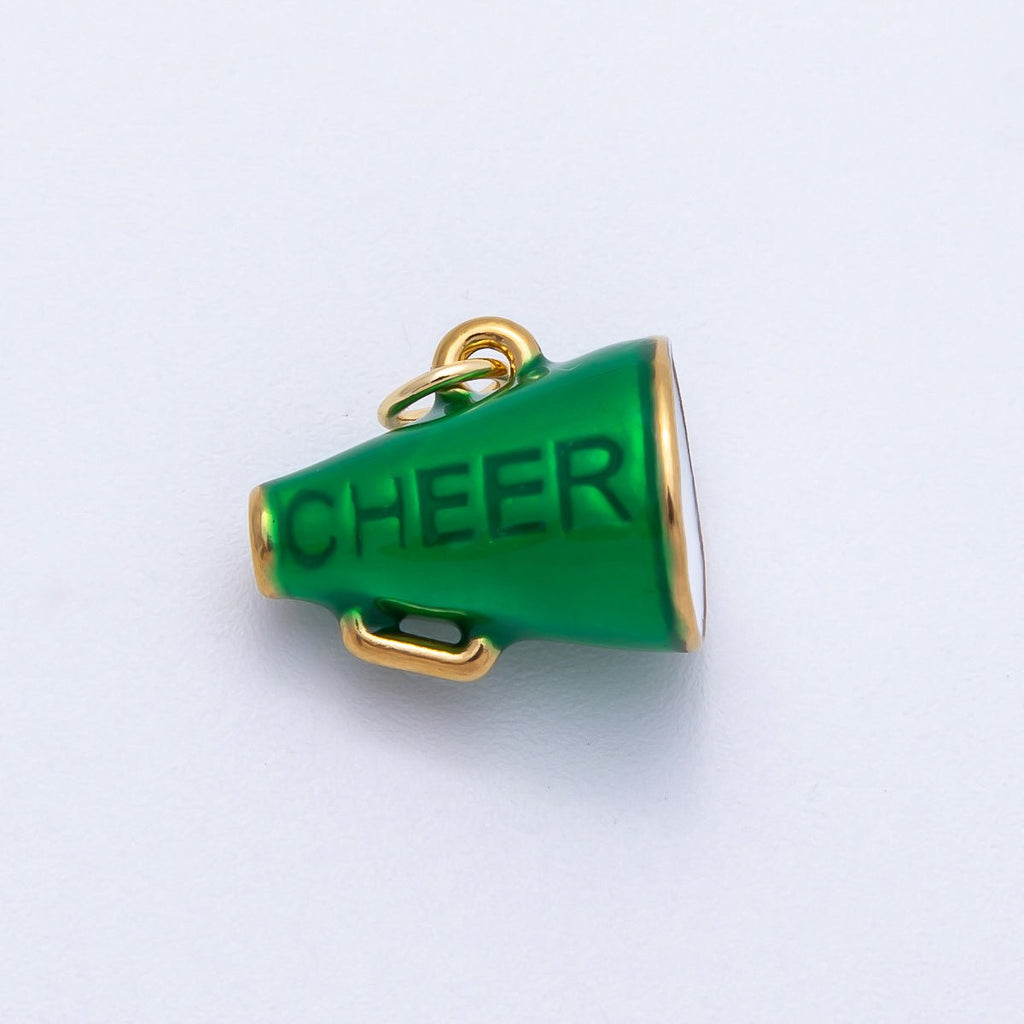 PVD Stainless Steel 15mm Green Megaphone Speaker Cheer Charm | Charms-00707