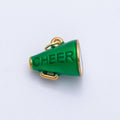 PVD Stainless Steel 15mm Green Megaphone Speaker Cheer Charm | Charms-00707