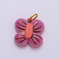PVD Stainless Steel 16mm Purple Butterfly Mariposa Enamel Charm | Charms-00510