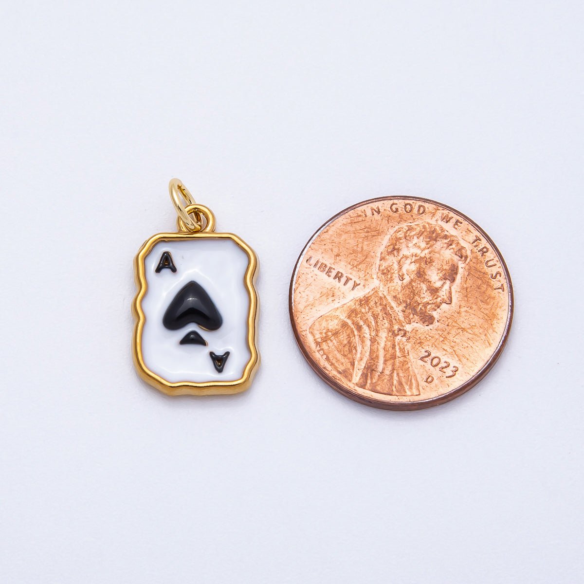 PVD Stainless Steel 17mm Black & White Ace of Spades Charm | Charms-00712