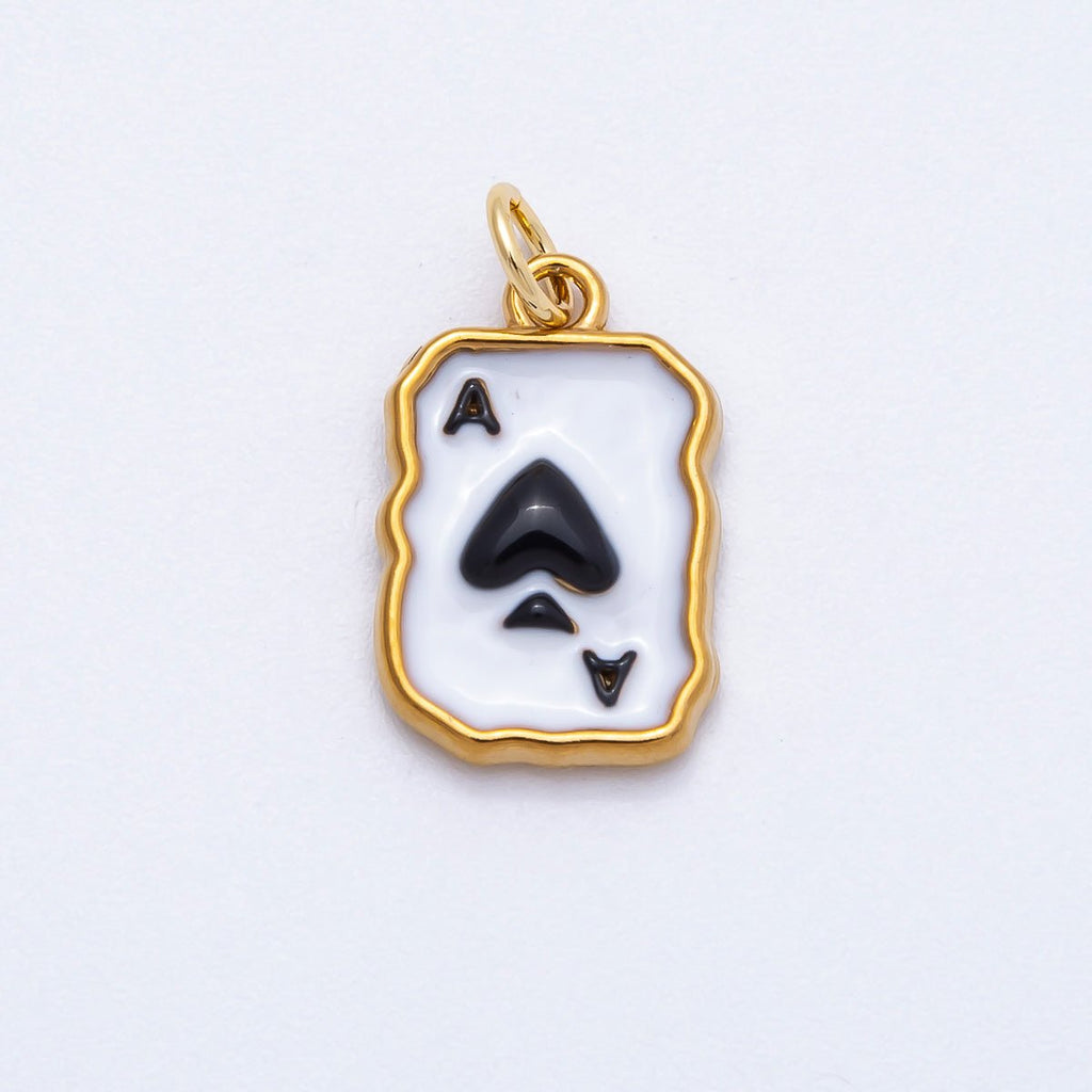 PVD Stainless Steel 17mm Black & White Ace of Spades Charm | Charms-00712