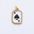 PVD Stainless Steel 17mm Black & White Ace of Spades Charm | Charms-00712