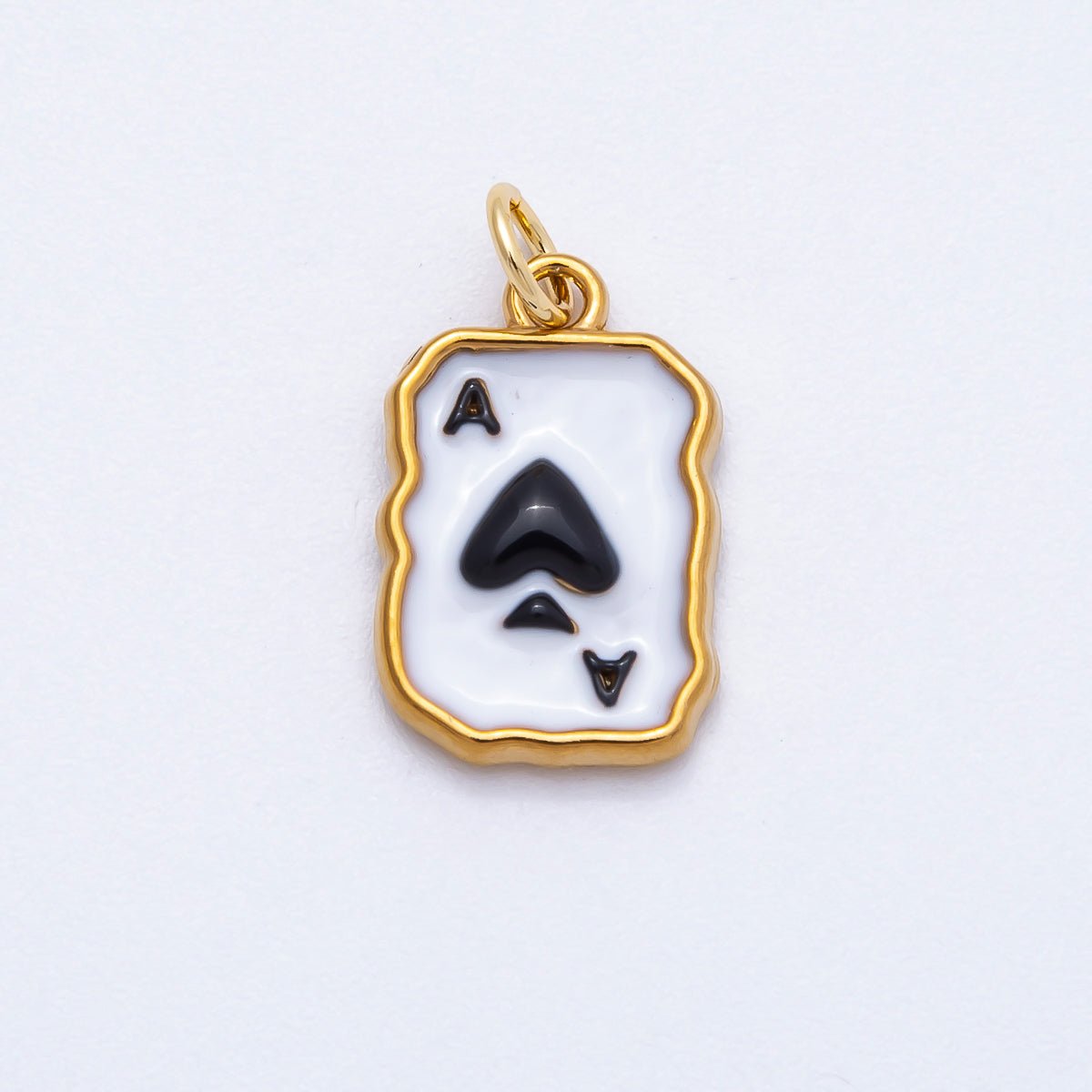 PVD Stainless Steel 17mm Black & White Ace of Spades Charm | Charms-00712