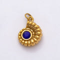 PVD Stainless Steel 17mm Blue Lapis Lazuli, Green Peridot Gemstone Conch Sea Shell Charm | Charms-00802 Charms-00803