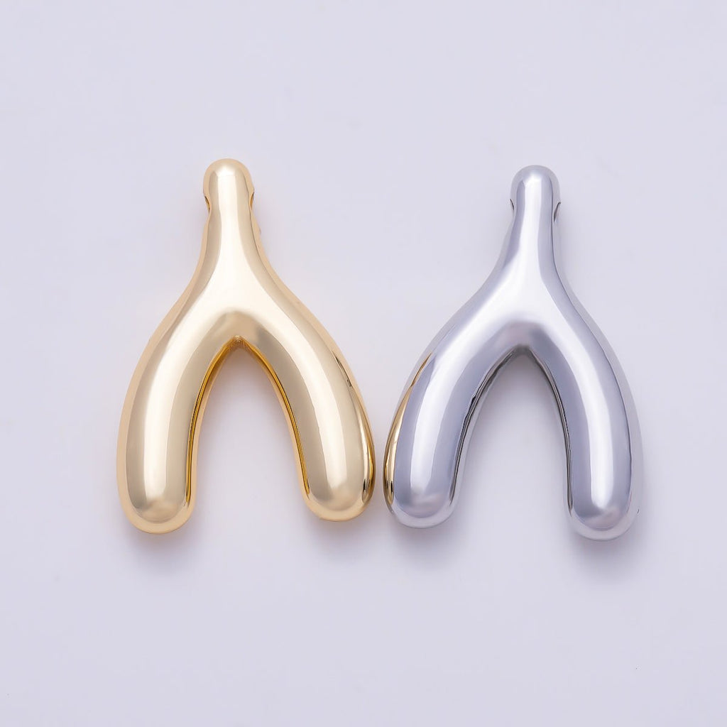 Stainless Steel PVD Gold 18mm Minimalist Lucky Wishbone Pendant in Gold & Silver | Charms-01582 Charms-01583