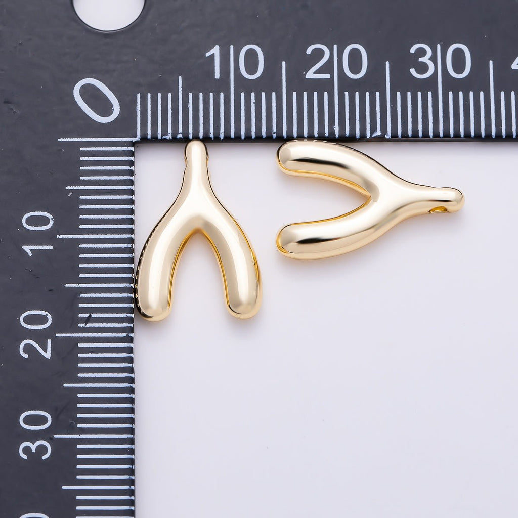 Stainless Steel PVD Gold 18mm Minimalist Lucky Wishbone Pendant in Gold & Silver | Charms-01582 Charms-01583