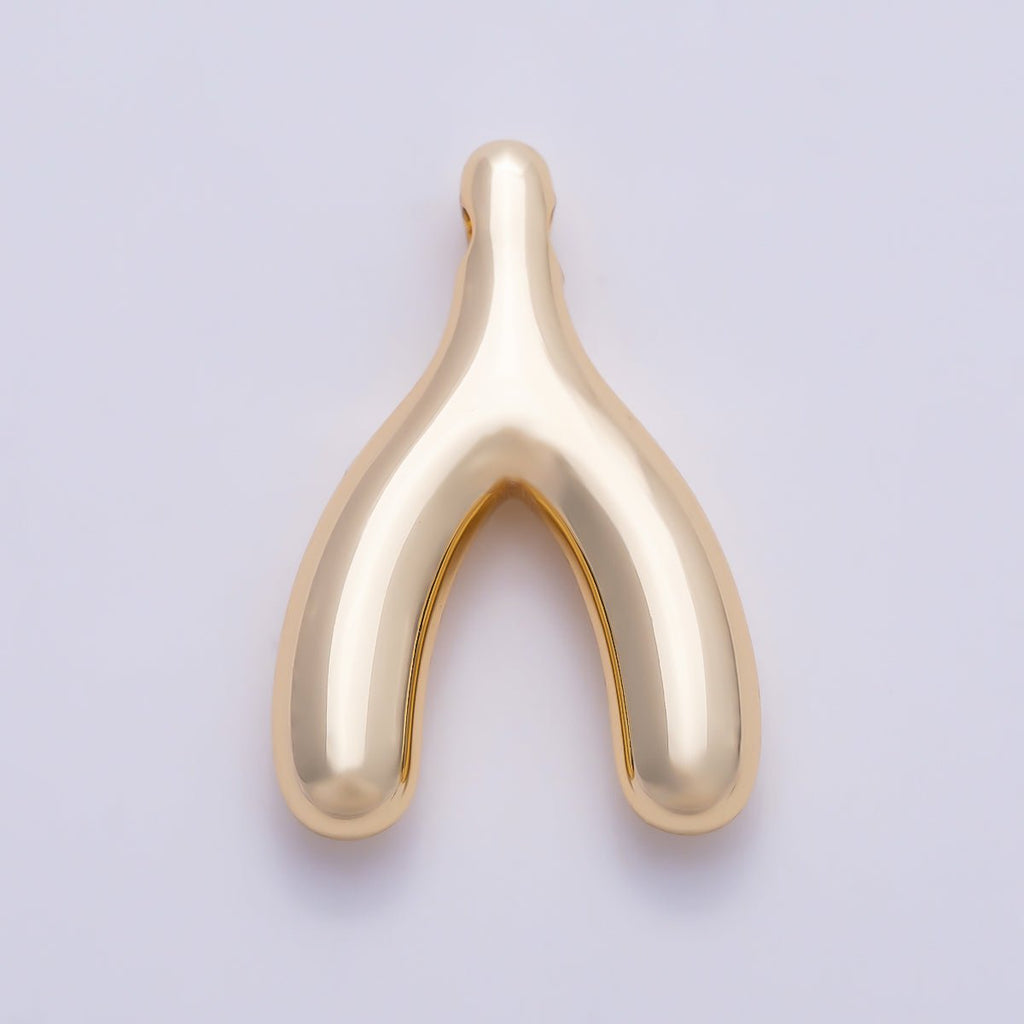 Stainless Steel PVD Gold 18mm Minimalist Lucky Wishbone Pendant in Gold & Silver | Charms-01582 Charms-01583