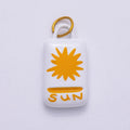 PVD Stainless Steel 22mm Celestial Sun Rectangle Enamel Charm | Charms-00511