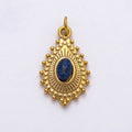 PVD Stainless Steel 22mm Lapis Lazuli, Peridot Oval Artisan Teardrop Gemstone Charm | Charms-00791 Charms-00792