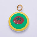 PVD Stainless Steel 23mm Tomato Multicolor Enamel Round Charm | Charms-00500