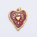 PVD Stainless Steel 26mm Red Enamel Shining Heart Charm | Charms-00705