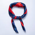 Red, Blue, White Striped Printed Faux Silk Twill 60 Square Bandana Scarf Necklace | WA-04628