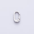 Rhodium Plated 13mm Minimalist Textured Oblong Push Gate Closure Findings | Z1675