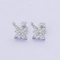 Rhodium Plated 14mm Micro Paved CZ Celestial North Star Drop Stud Earrings | Findings-00087