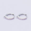 Rhodium Plated 14mm Pink, Turquoise CZ Micro Paved Open Loop Drop Huggie Earrings | Findings-00085