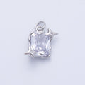 Rhodium Plated 15.5mm Clear CZ Celestial Star Baguette Charm | Charms-00393