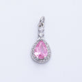 Rhodium Plated 16mm Pink, Green Micro Paved CZ Teardrop Charm | Charms-00350 Charms-00351